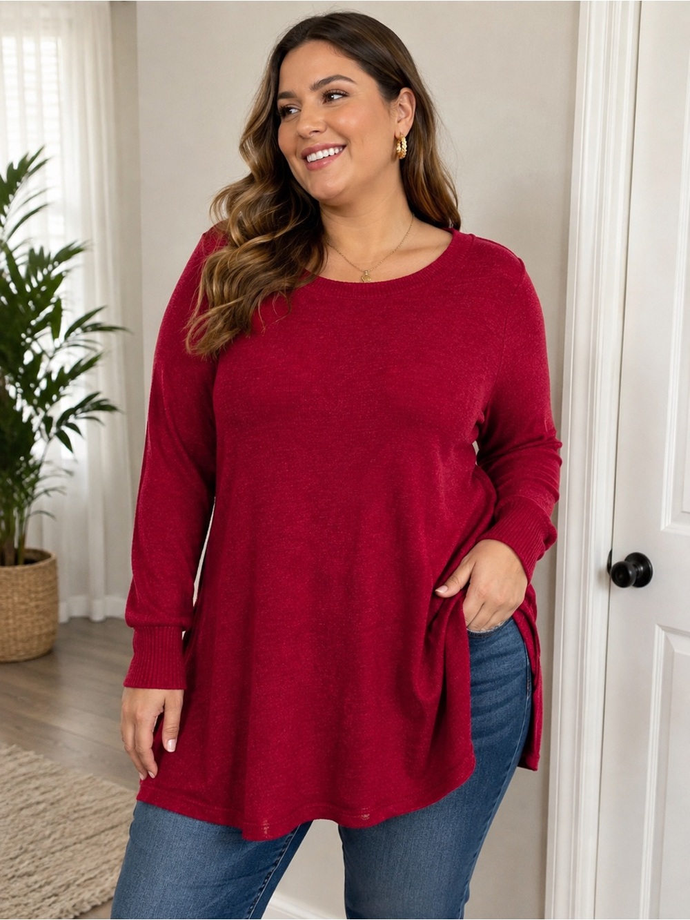 2XL Penningtons Vibrant Red Knit Top - EUC- AS IS